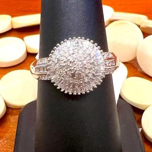 Diamond ring platinum over sterling silver